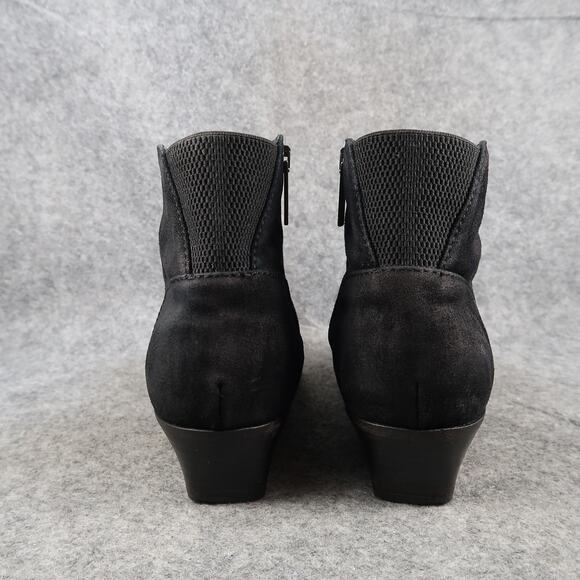 Aquatalia Shoes Womens 8 Booties Franca Ankle Boot Leather Almond Toe Black Zip - Picture 6 of 15